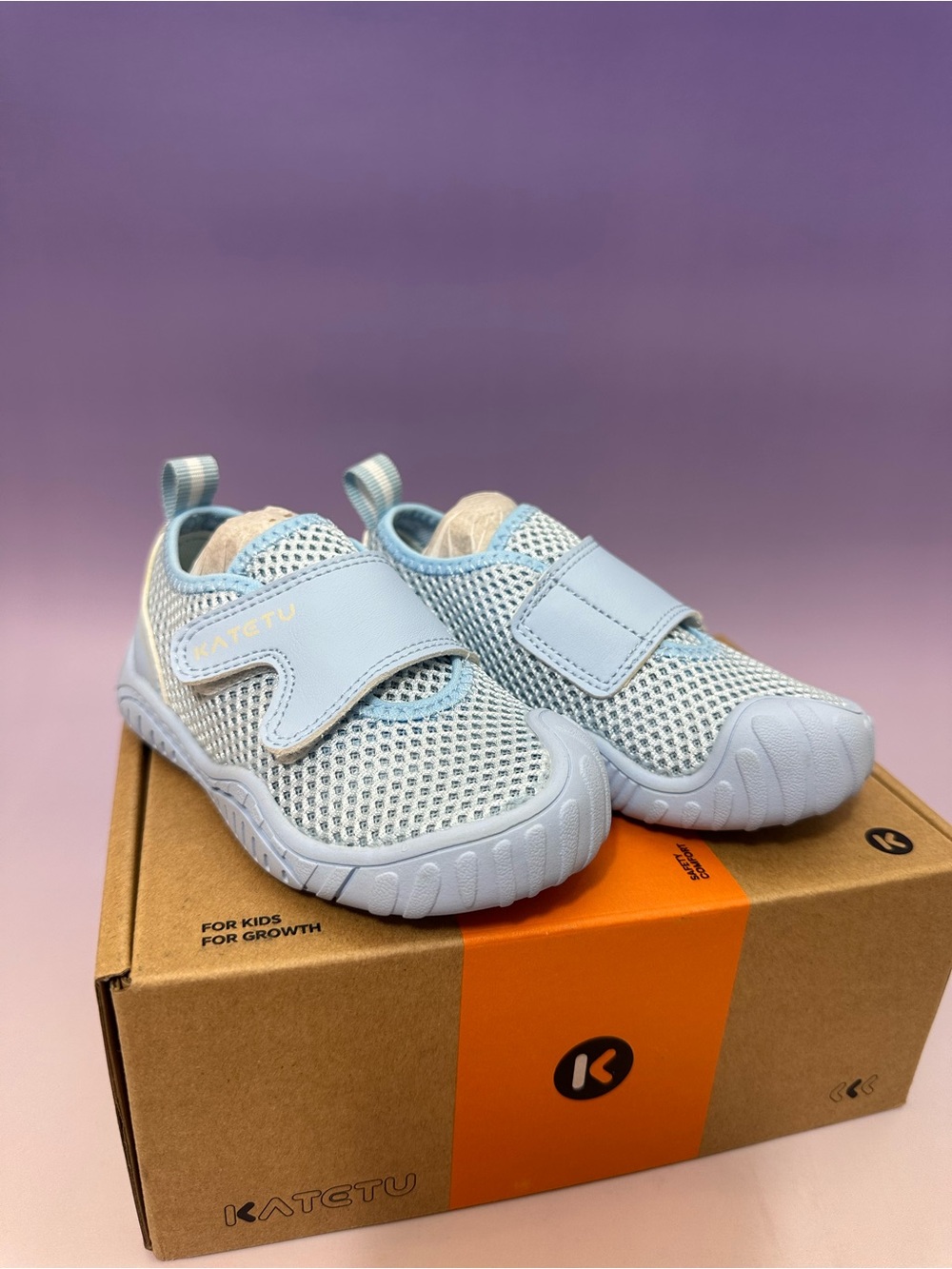 Caterpillar Light Blue Mesh Hook-and-Loop Kids Sneakers